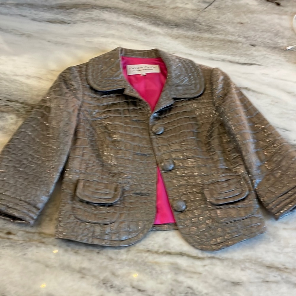 Trina Turk metallic cropped blazer. Size 4.